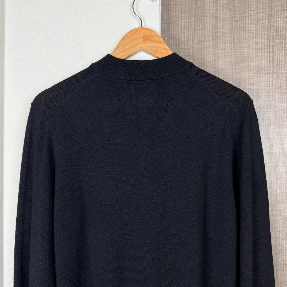 NN07 No Nationality Black Martin 6328 Slim Fit Mock Neck Wool Sweater Medium